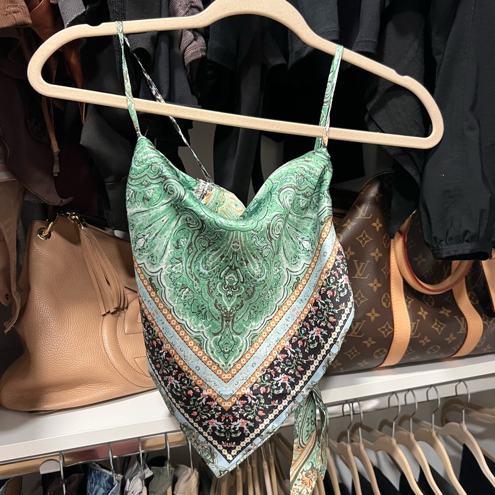Green Paisley Bandana Top